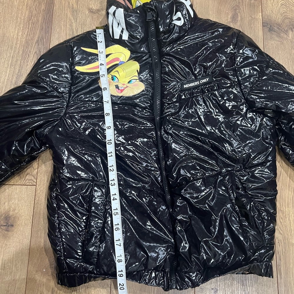 Women's Space Jam High Shine Puffer With Printed Jacket View 3